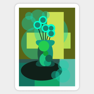 retro abstract flower art Sticker